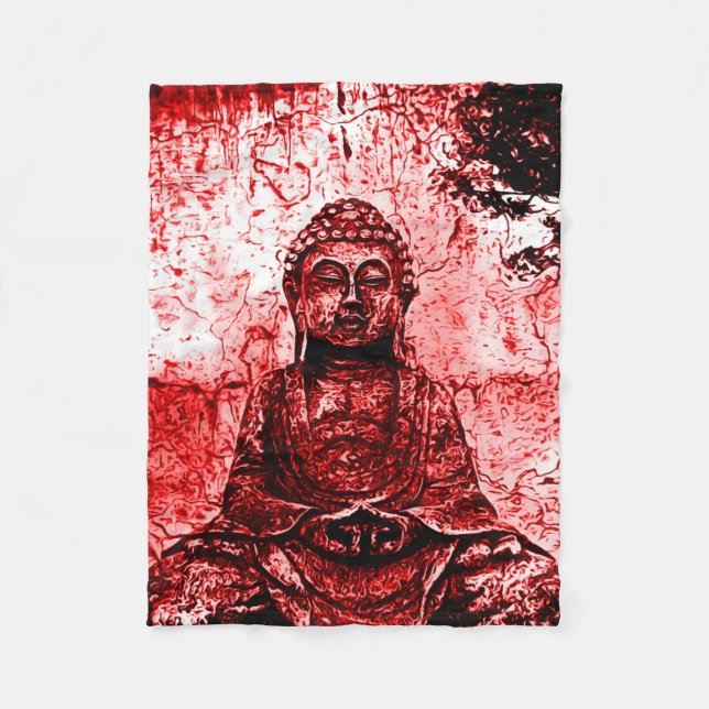 Polaire Couverture grunge rouge d'art de Bouddha (Devant)