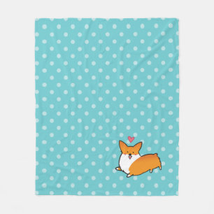 Polaire Couverture heureuse de corgi de point de polka