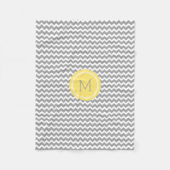 Polaire Couverture jaune de monogramme de motif de Chevron (Devant)