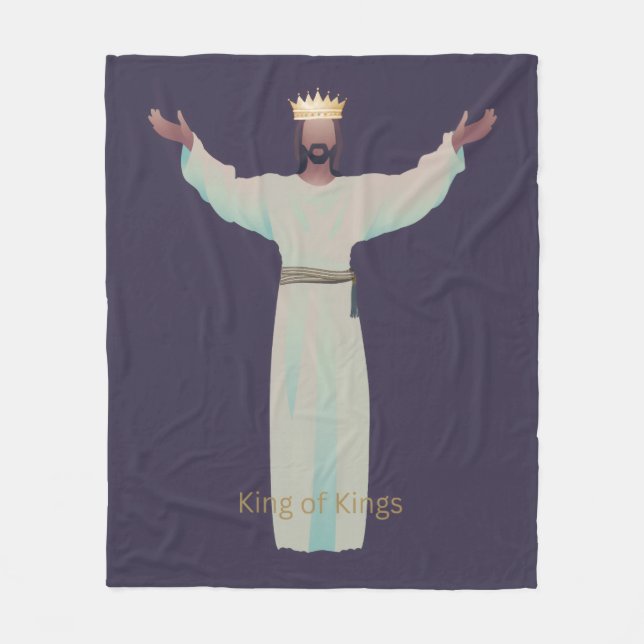 Polaire Couverture Jésus "Roi des Rois", Cadeaux Chrétiens (Devant)