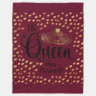 Polaire Couverture jetée Burgundy et Gold Queen Tiara