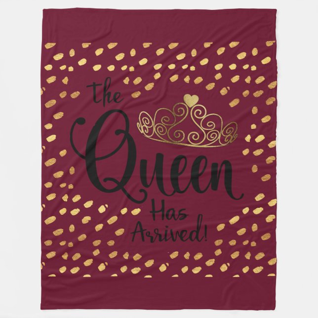 Polaire Couverture jetée Burgundy et Gold Queen Tiara (Devant)
