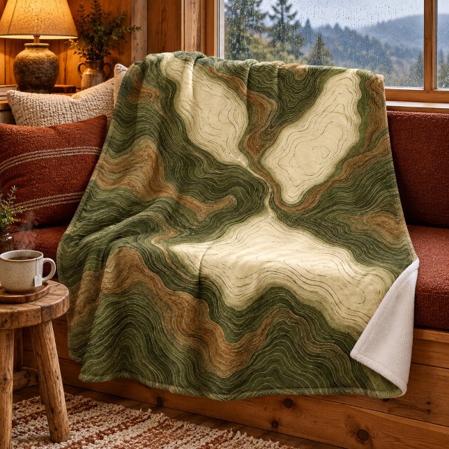 Polaire Couverture jetée Contour Valley (30 x 40 inch fleece blanket. Printed front, plain white back. Styled scene; props not included.)