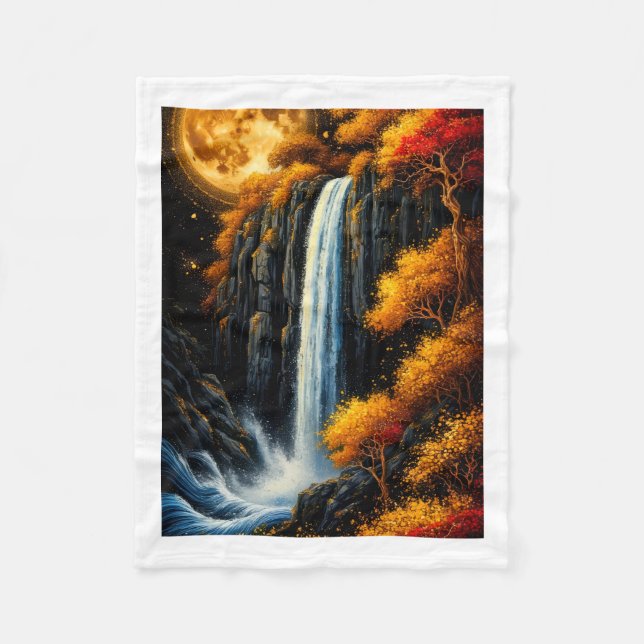 Polaire Couverture Jetée de Cascade d'Eau Magique d'Automn (Devant)