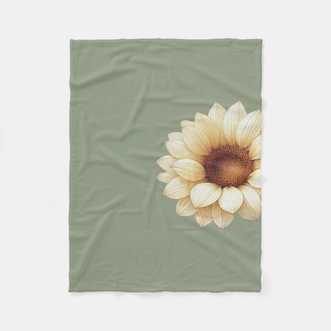 Polaire Couverture jetée fleur de tournesol vert sauge flo (Devant)