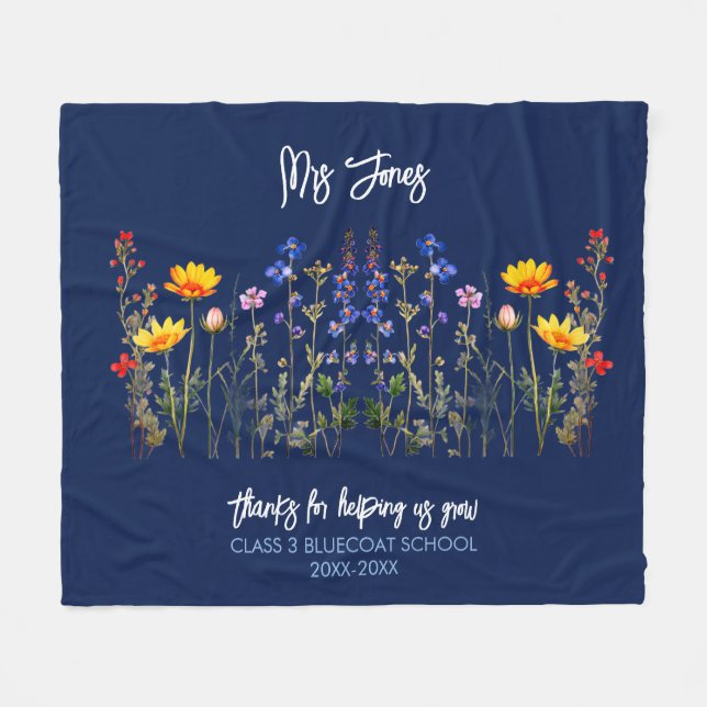 Polaire Couverture jetée fleurie cosy pour enseignants (Devant (Horizontal))