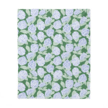 Couverture jetée florale d'hortensia bleu et vert