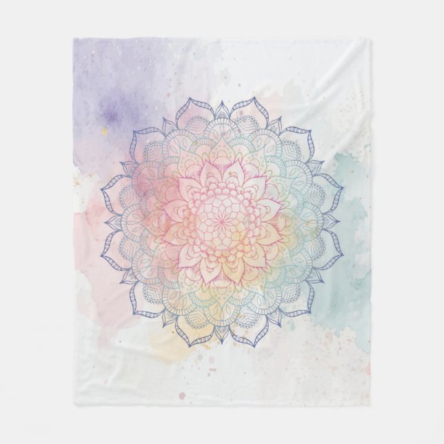 Polaire Couverture jetée mandala aquarelle (Devant)