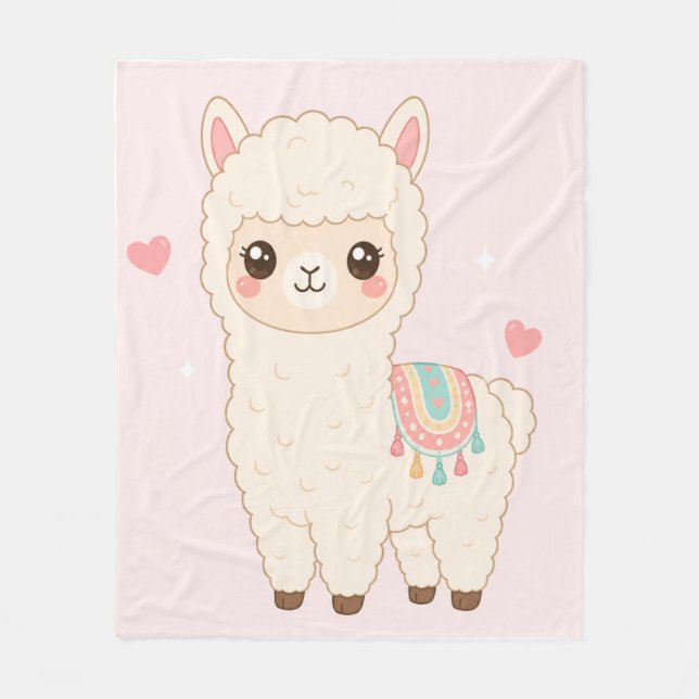 Polaire Couverture kawaii de l'alpaga mignon (Devant)