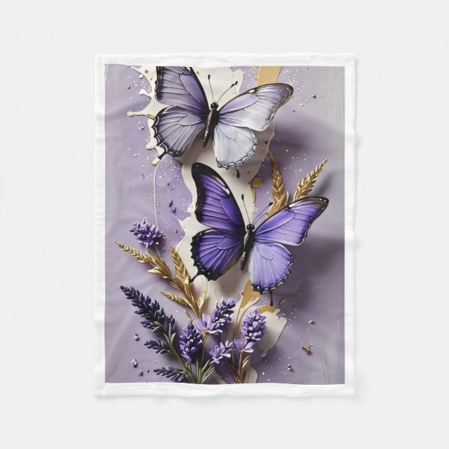 Polaire Couverture lavande papillon violet ADOM (Devant)