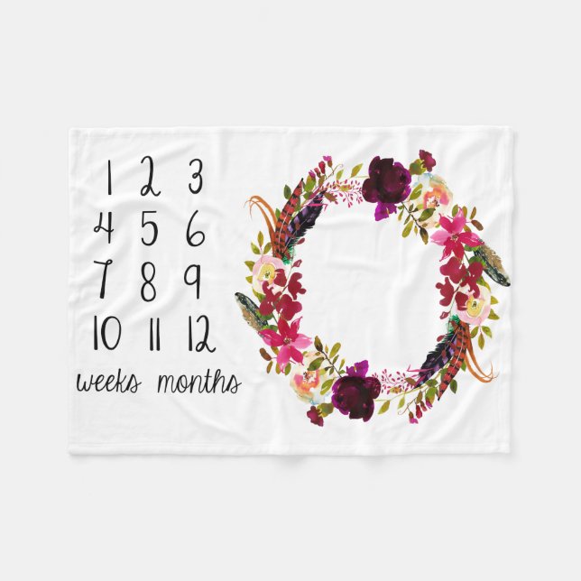 Polaire Couverture mensuelle de bébé de photo d'étape (Devant (Horizontal))