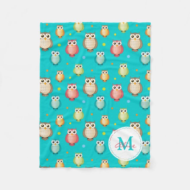 Polaire Couverture mignonne de motif de hiboux de (Devant)