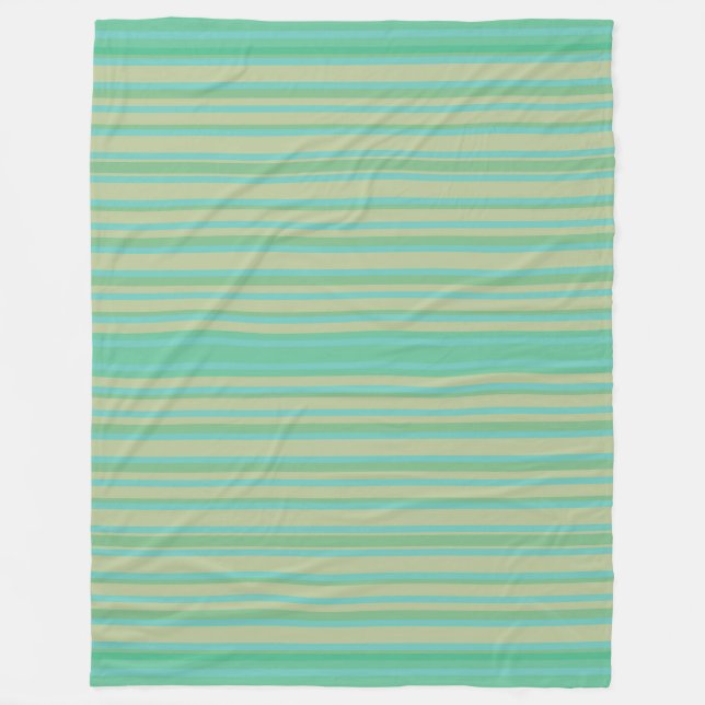 Polaire Couverture Moderne en Fleece avec Rayures Vert Jad (Devant)