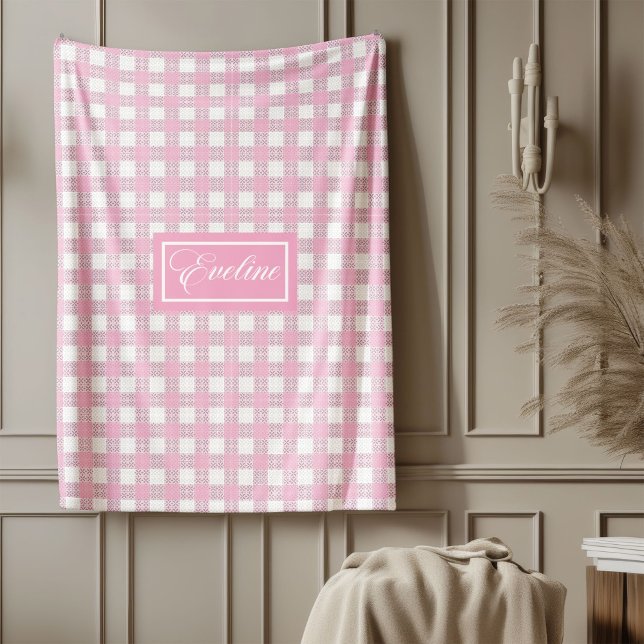 Polaire Couverture moderne personnalisée douce rose à carr (Personalized Modern Blanket Soft Pink Plaid Touch)