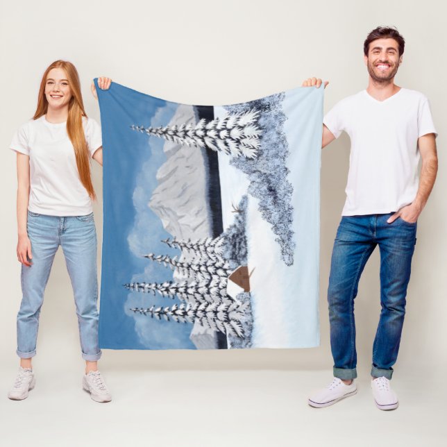 Polaire Couverture Moyenne en Molleton pour l'Hiver enneig (En situation)