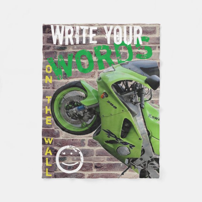 Polaire Couverture murale graffiti Kawasaki moto verte (Devant)