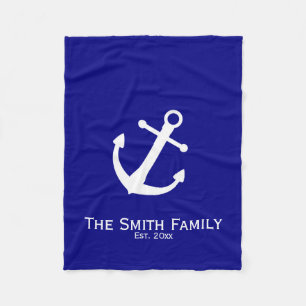 Polaire Couverture nautique de bleu marine et blanche