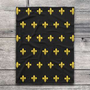 Polaire Couverture noire avec motif Fleur de Lys Or