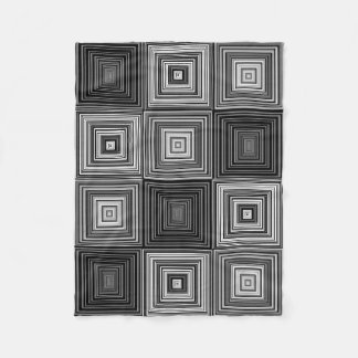 Polaire Couverture noire, blanche, et grise de carrés