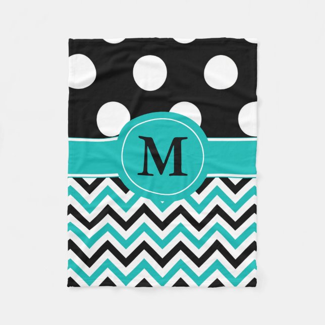 Polaire Couverture noire de monogramme de Chevron de (Devant)