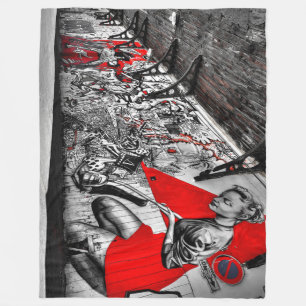 Polaire Couverture noire, rouge et blanche de graffiti