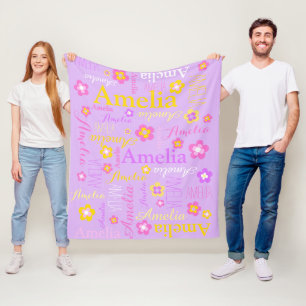 Polaire Couverture nommée de fleur d'Amelia de filles