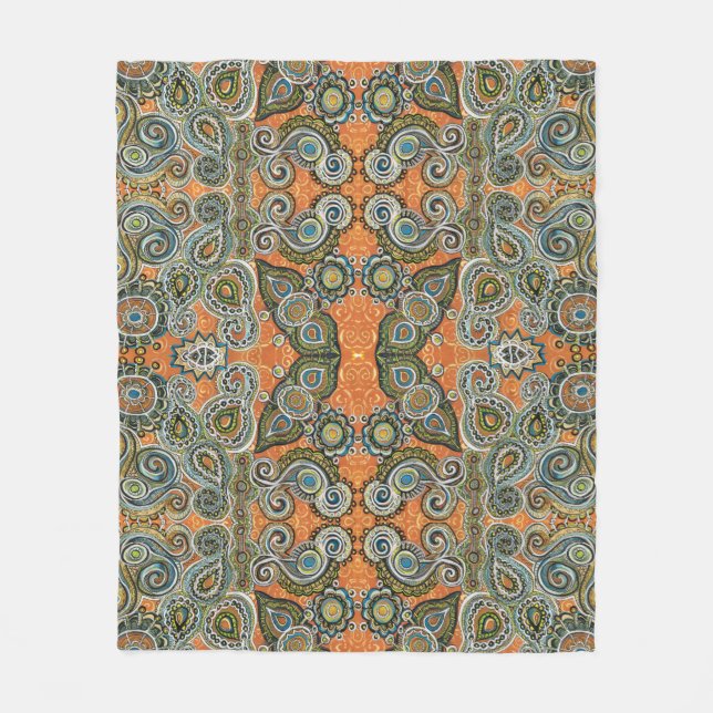 Polaire couverture orange de Paisley (Devant)
