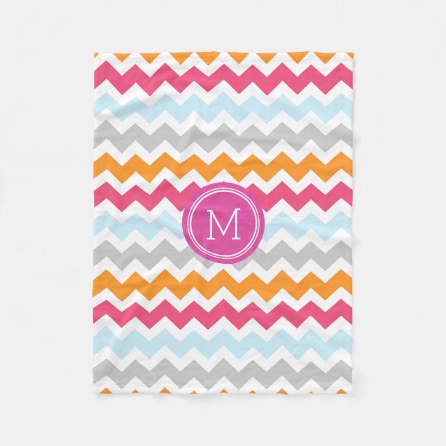 Polaire Couverture orange rose de monogramme de motif de (Devant)