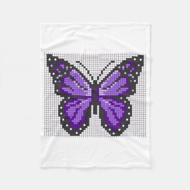 Polaire Couverture Papillon Pixel Violet ADOM (Devant)
