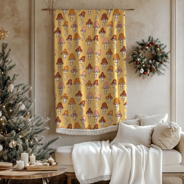 Polaire Couverture Pastel Groovy Design Cuivre & Marron 60 (Groovy Pastel Blanket 60s Copper & Brown Design)
