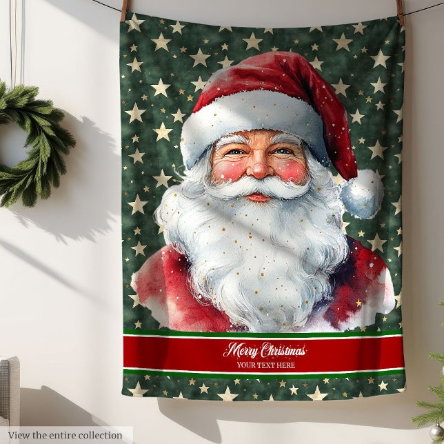 Polaire Couverture Père Noël personnalisée avec un texte m (Personalized Santa Blanket with Monogram Text)