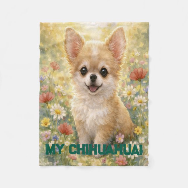 Polaire Couverture personnalisable pour chiot Chihuahua (Devant)