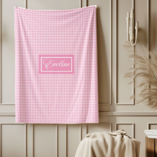 Polaire Couverture personnalisée à tartan rose classique É (Classic Pink Tartan Blanket Personalized Elegant)