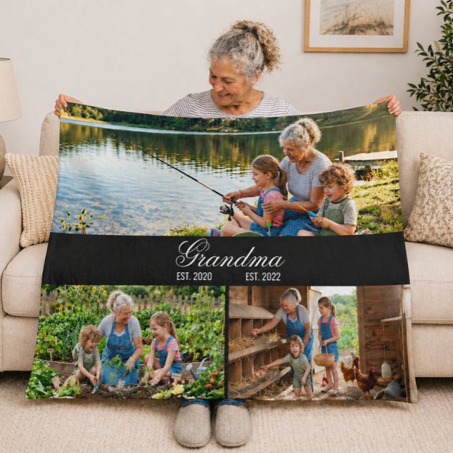 Polaire Couverture personnalisée avec collage de photos de (Personalized Grandma Photo Collage Blanket )