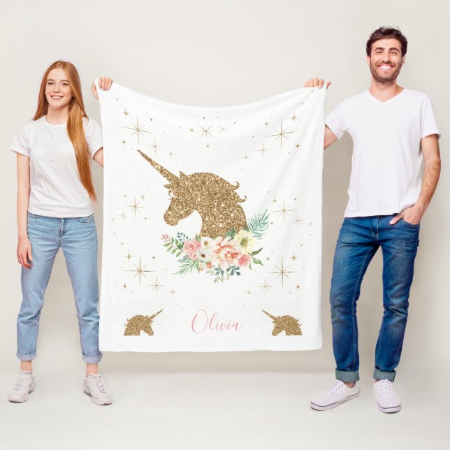 Polaire Couverture personnalisée de licorne avec paillette (En situation)