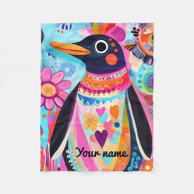 Polaire Couverture personnalisée de pingouin : Arctique co (Devant)