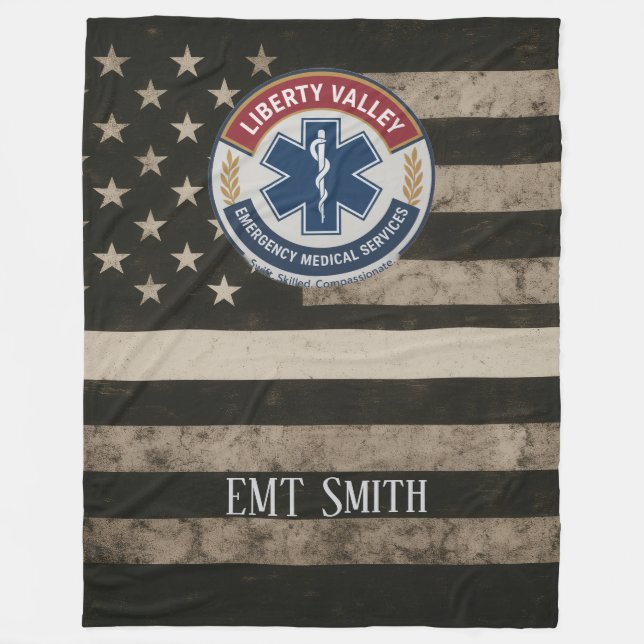 Polaire Couverture personnalisée EMT Thin White Line blanc (Devant)
