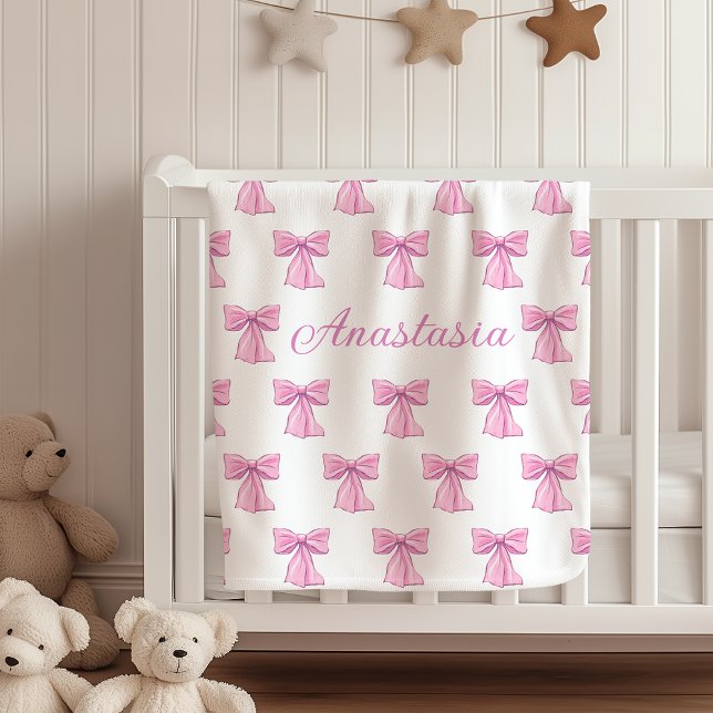 Polaire Couverture personnalisée en fleece avec rubans ros (Créateur téléchargé)