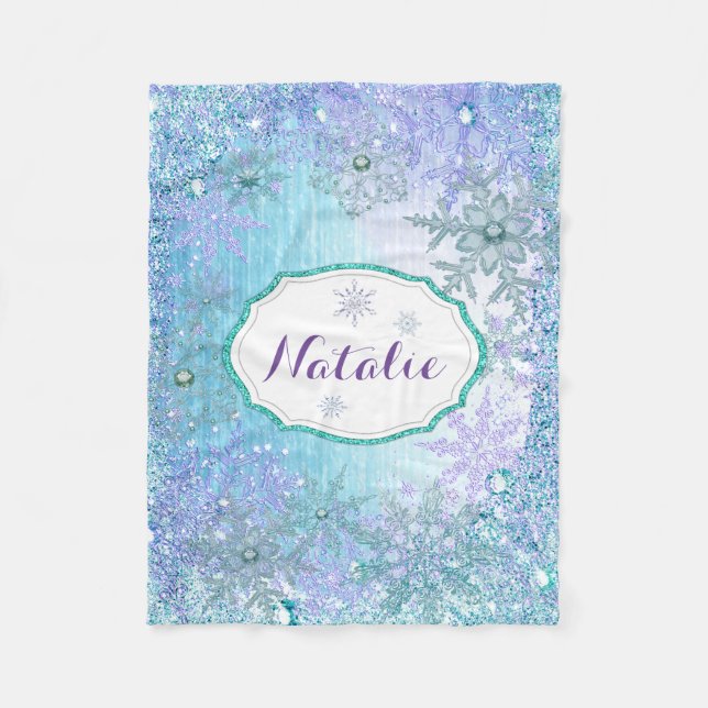 Polaire Couverture personnalisée flocon de neige gelé, 30" (Devant)