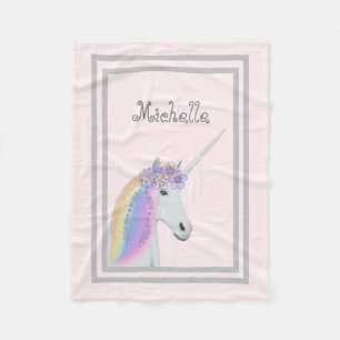Polaire Couverture personnalisée florale de licorne de