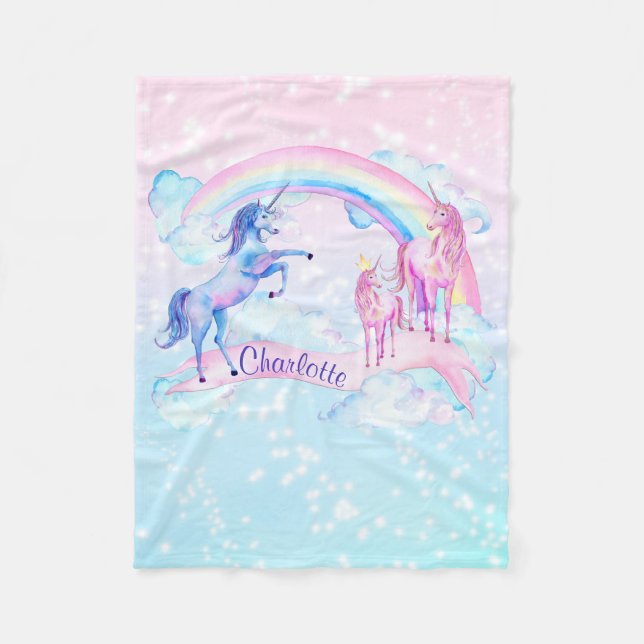 Polaire Couverture personnalisée Licorne Pastel (Devant)