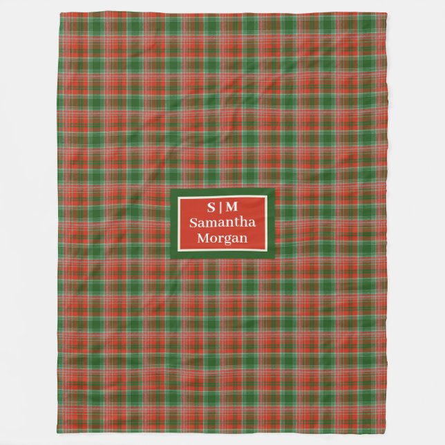 Polaire Couverture Personnalisée Monogramme Style Noël (Devant)