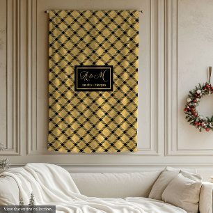 Polaire Couverture Personnalisée Noir Or Moderne Cadeau De