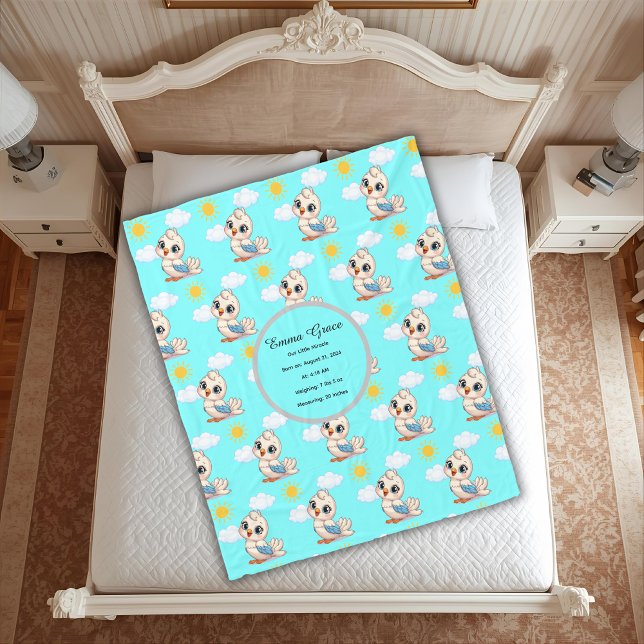 Polaire Couverture personnalisée pour bébé aux oiseaux  (Créateur téléchargé)
