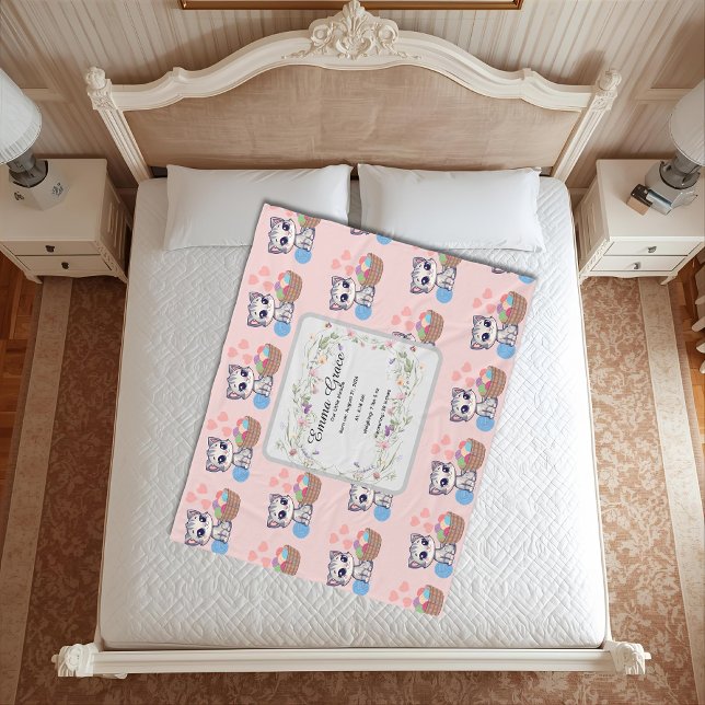 Polaire Couverture personnalisée pour bébé avec chaton | N (Créateur téléchargé)