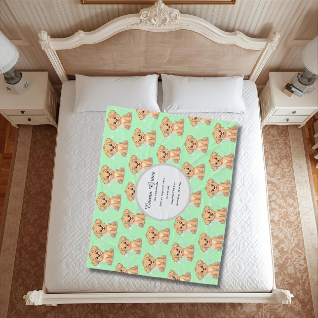 Polaire Couverture personnalisée pour bébé avec chiots  (Créateur téléchargé)