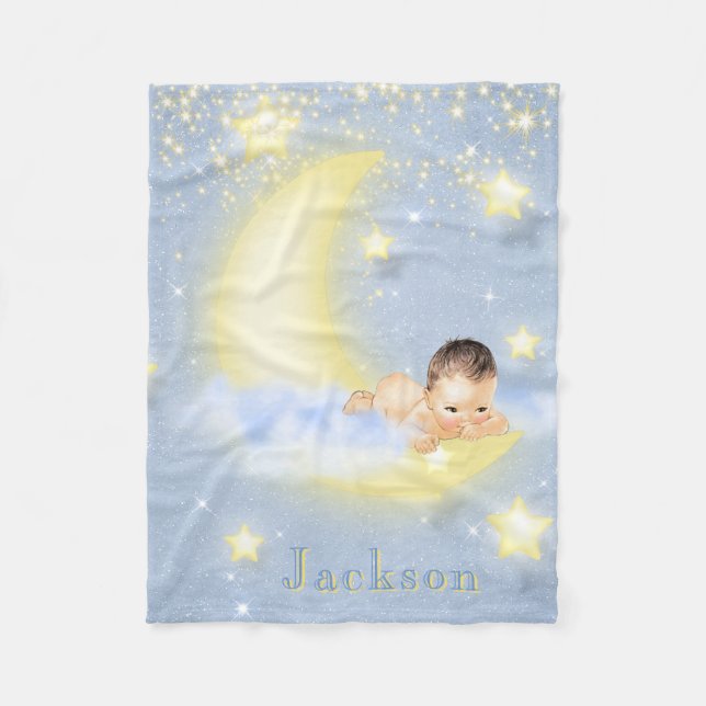 Polaire Couverture personnalisée pour bébé garçon avec lun (Devant)