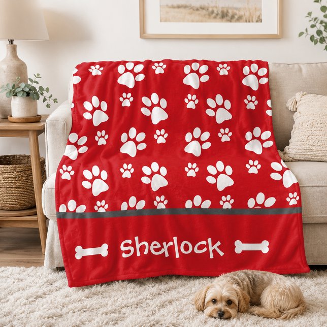 Polaire Couverture personnalisée sarcelle pour chien, cade (Red personalized dog blanket
)