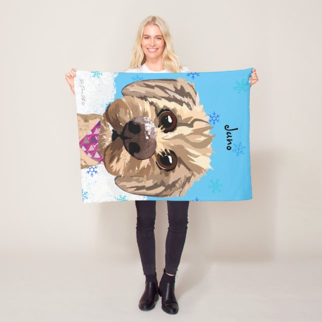 Polaire Couverture photo Goldendoodle "Juno" personnalisab (En situation)