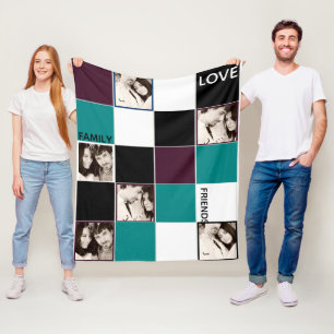 Polaire Couverture photo personnalisée Eggplant Turquoise